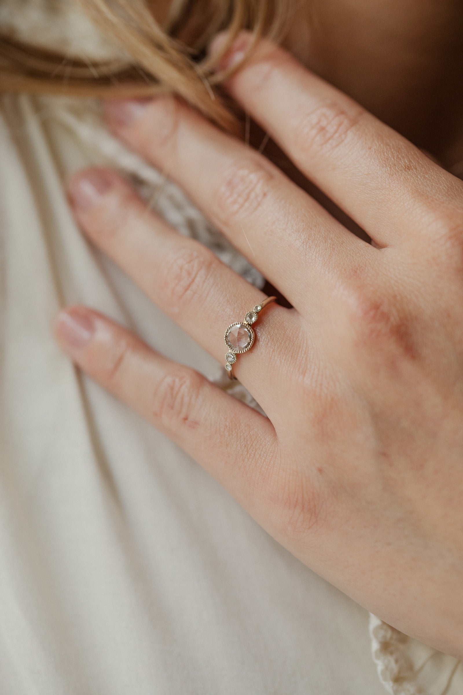 Bague Coco Saphir Blanc Rosecut