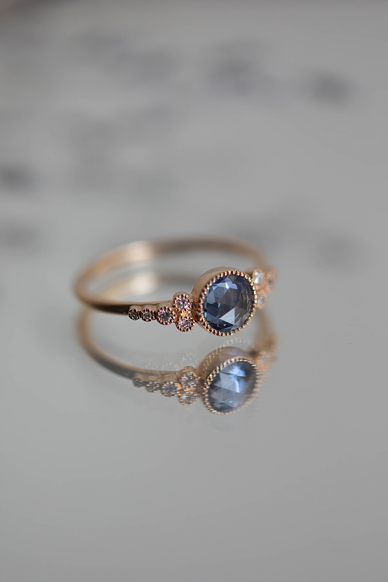 Bague Iris XL Saphir Bleu Rosecut