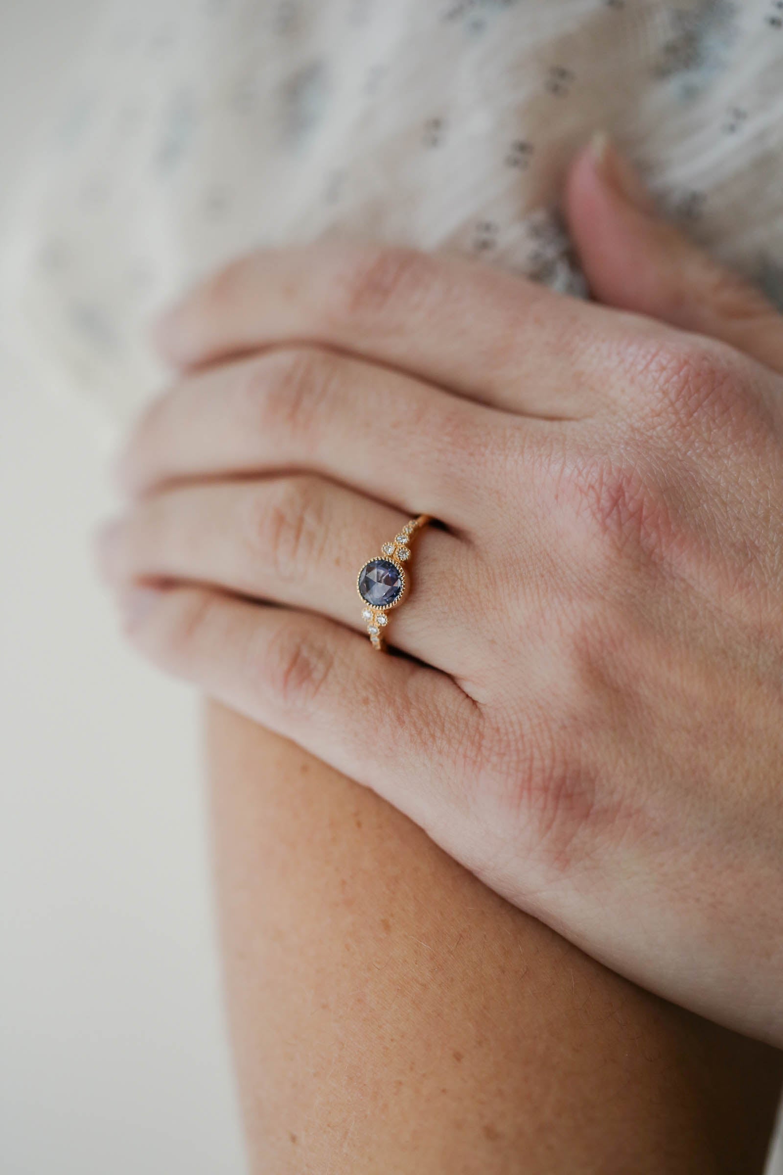 Bague Iris XL Saphir Bleu Rosecut