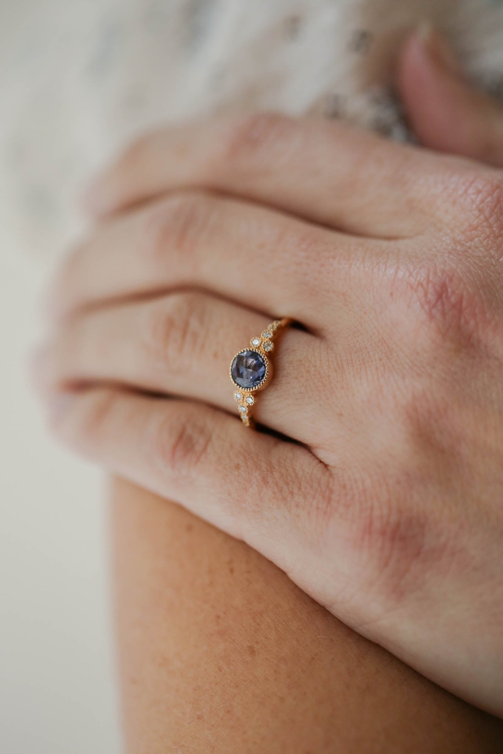 Bague Iris XL Saphir Bleu Rosecut