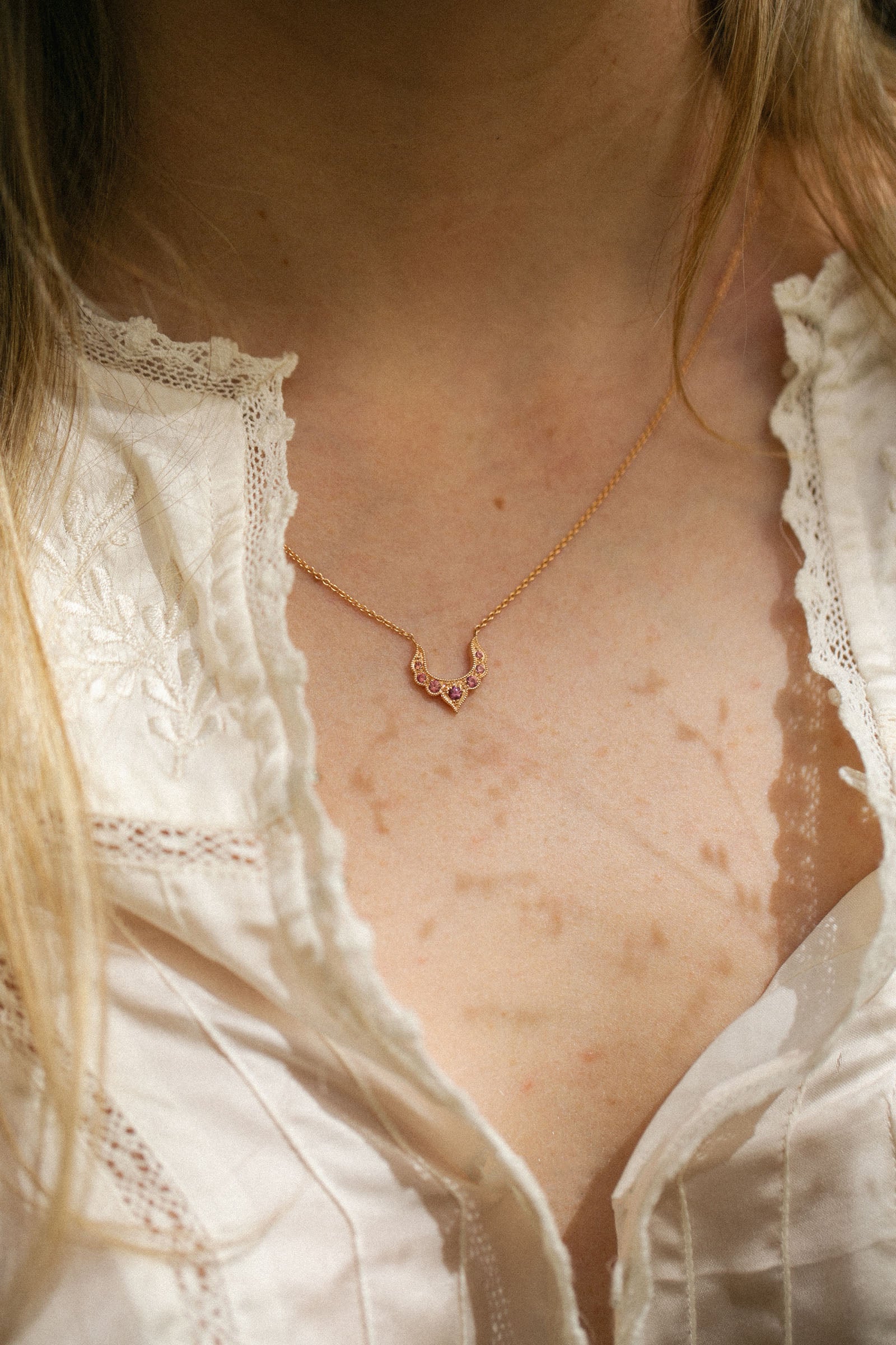Collier Diadème Saphirs Umba Rouges Orangés