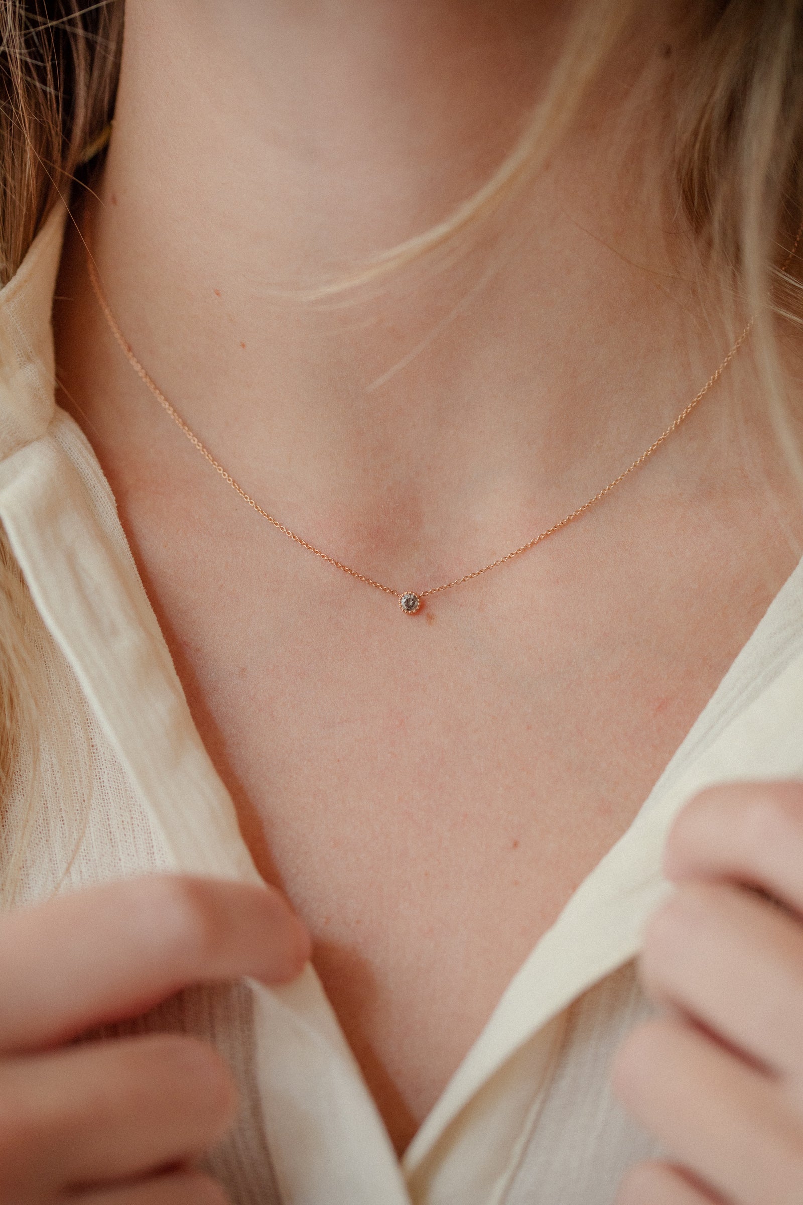 Bijoux de créateur collier cadeau de Noël en or gravée et diamant salt and pepper édition limitée