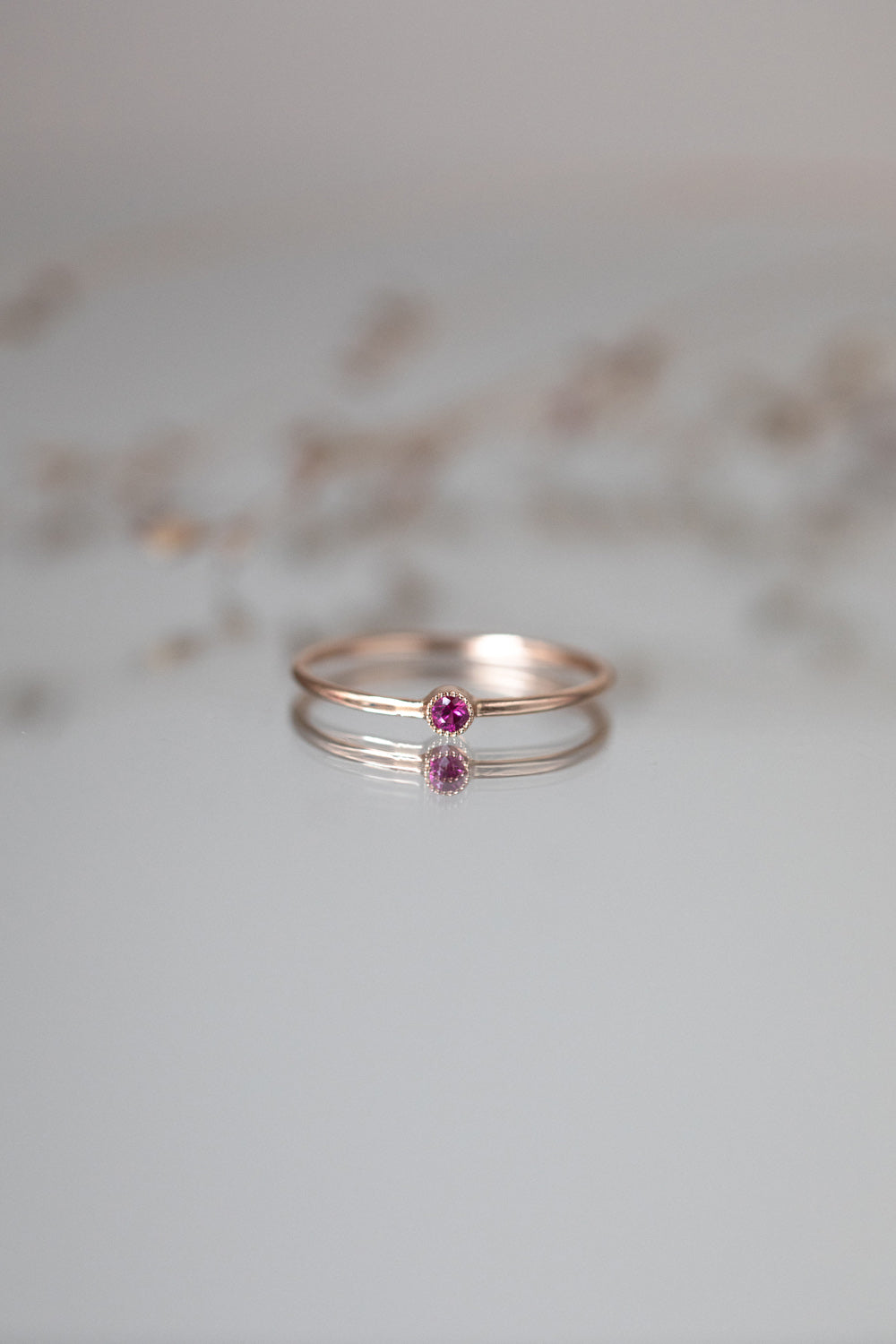 Solitaire Mini Love Ring S Rubis framboise