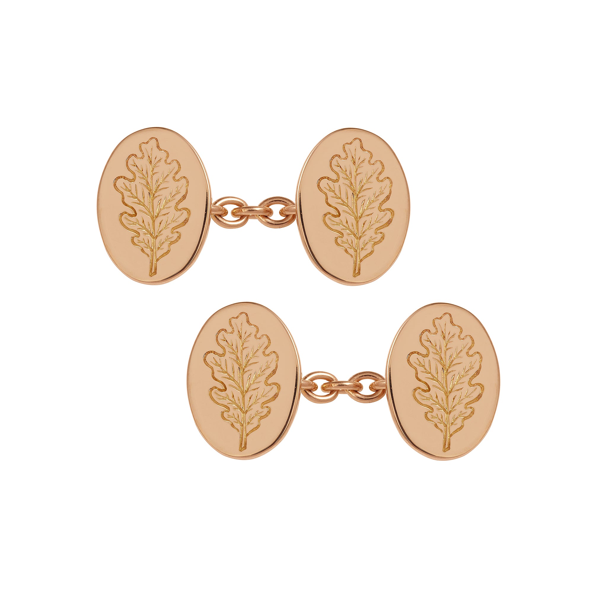 Bouton de manchette ovale tout Feuille de Chêne