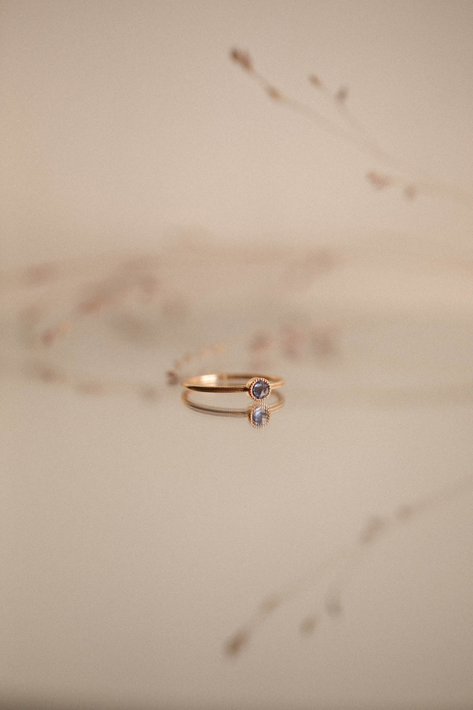 Solitaire Double Milgrain M Saphir bleu