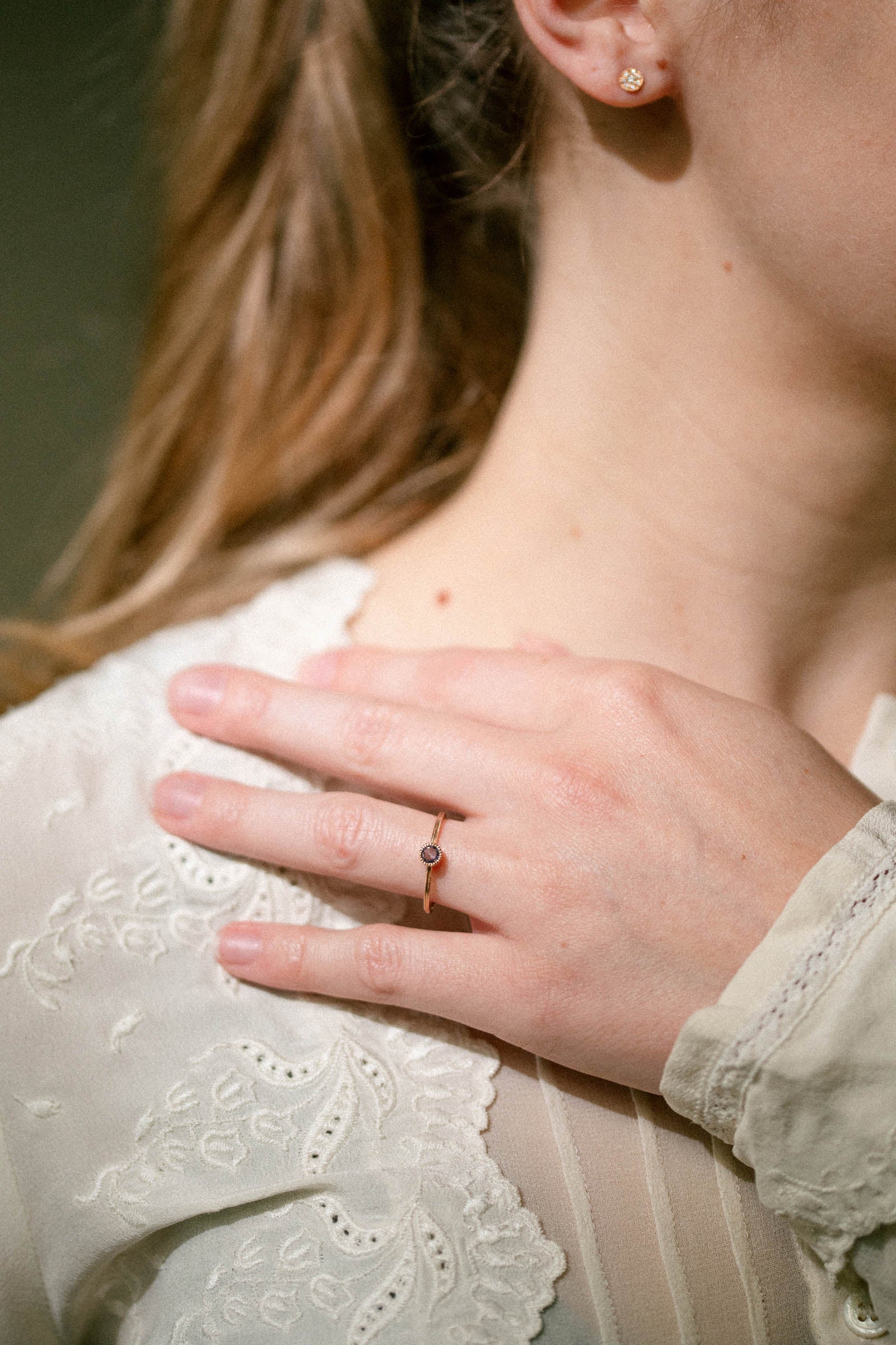 Solitaire Double Milgrain M Saphir bleu