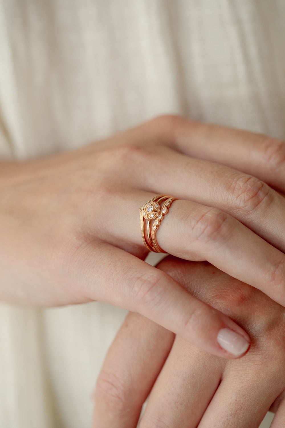 Bague Petites Feuilles Diamants