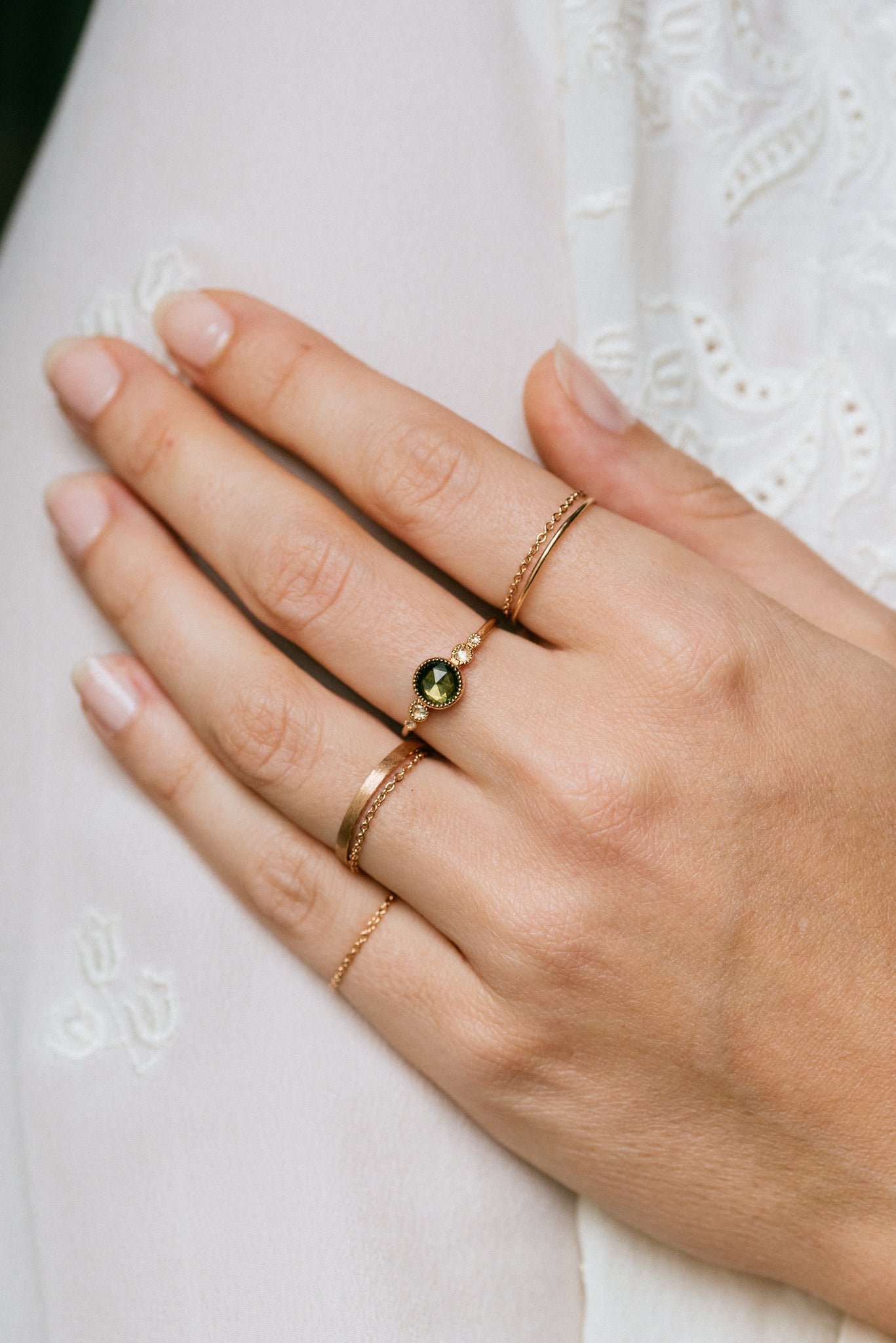 Bague Coco Saphir vert et Diamants blancs