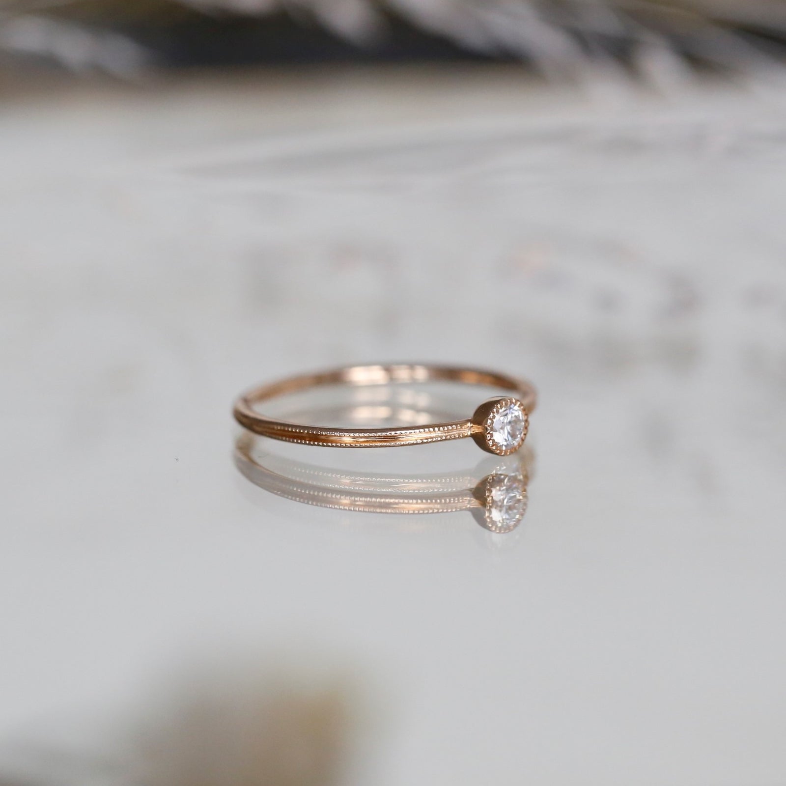 Solitaire Double Milgrain S Diamant brillant