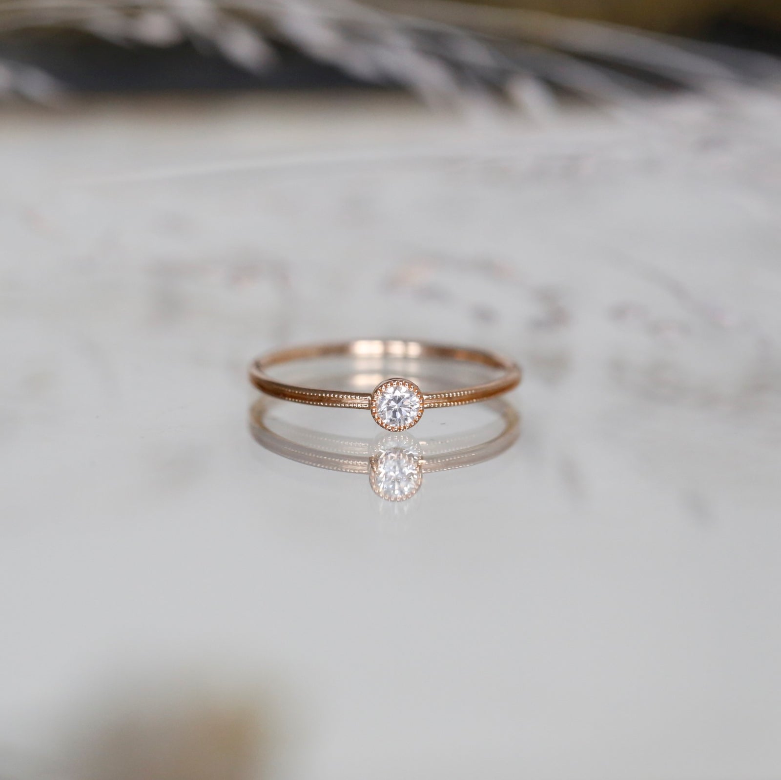 Solitaire Double Milgrain S Diamant brillant