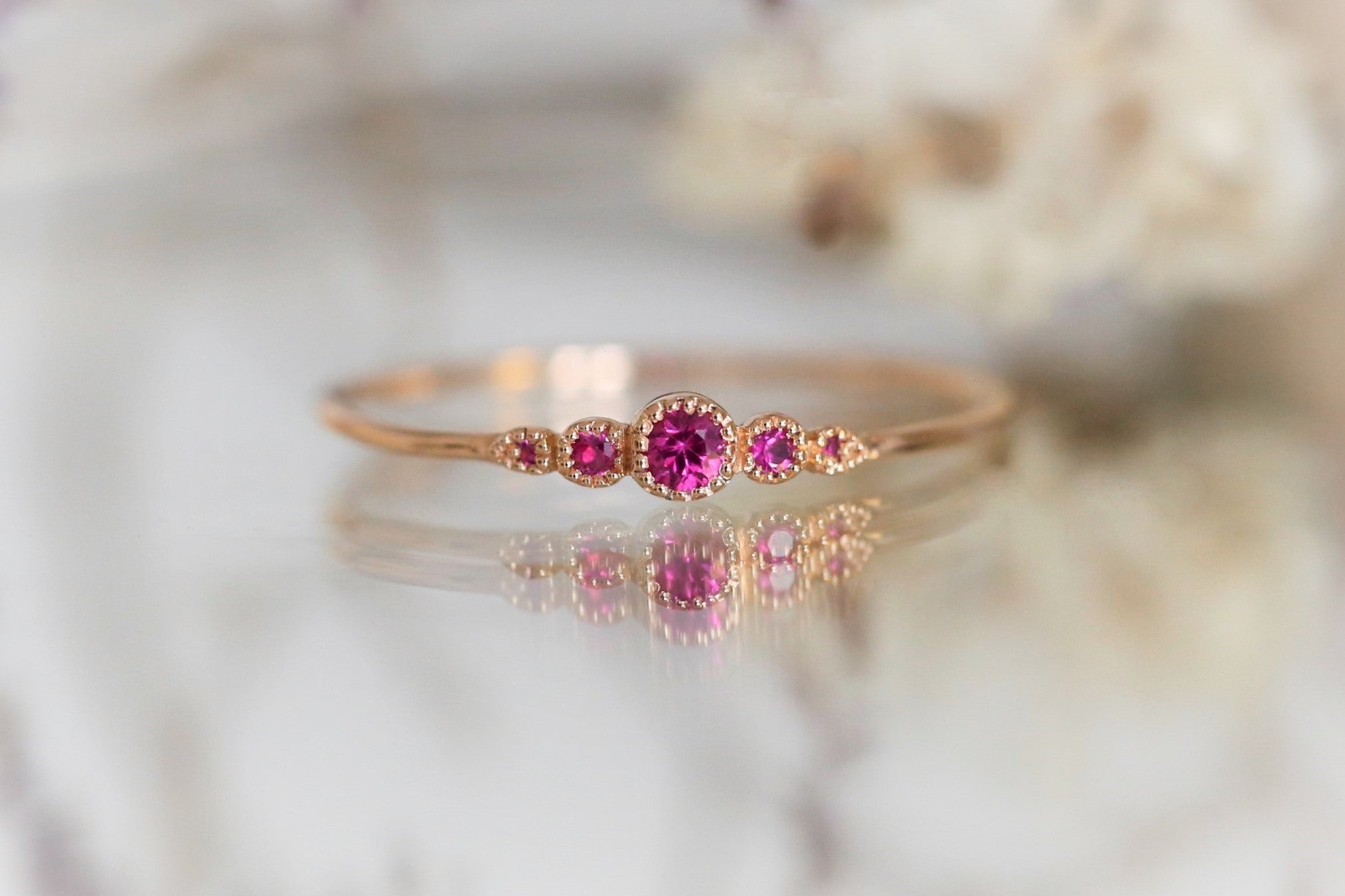 Bague Petit Amour Céleste Rubis Framboise