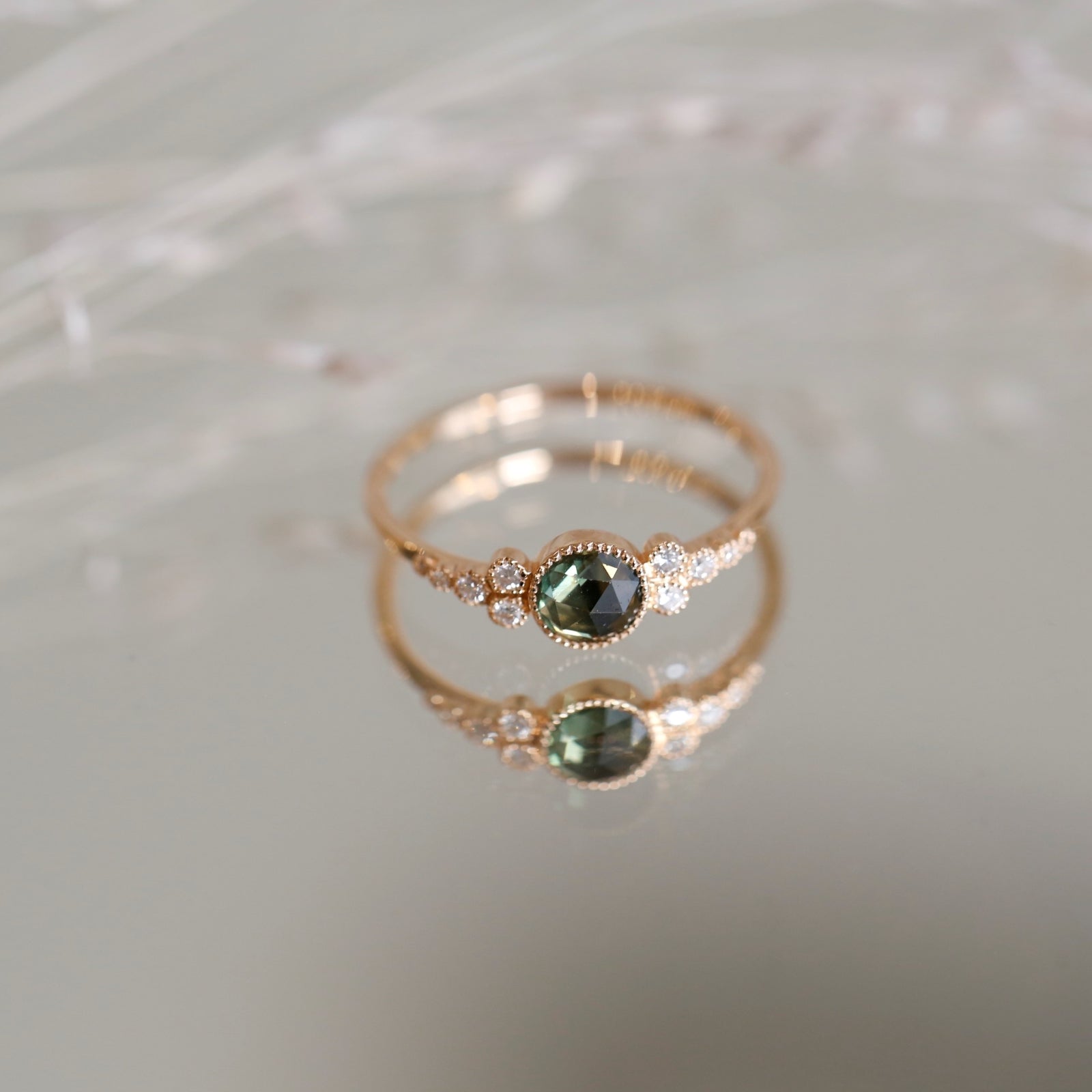 Bague Iris L Saphir vert