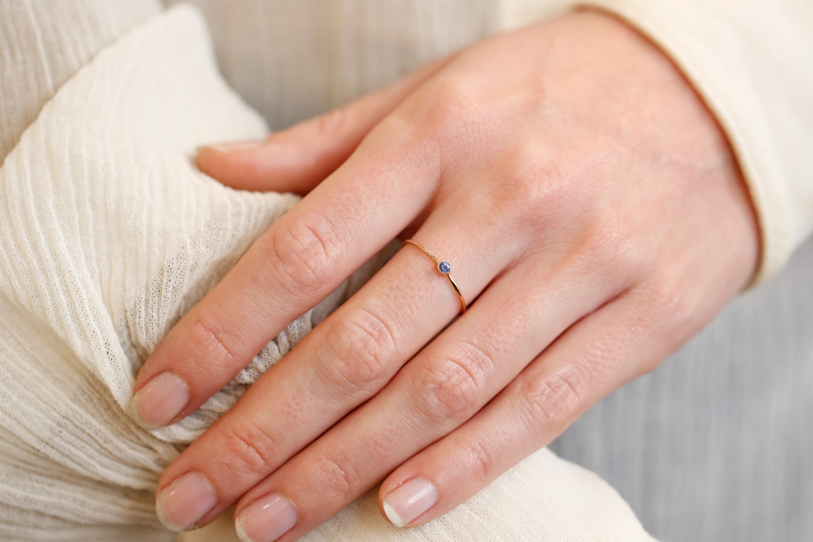 Solitaire Mini Love Ring S Saphir bleu