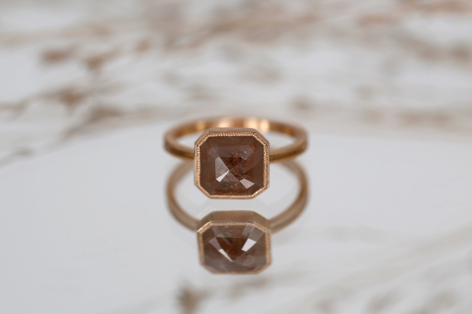 Pièce Unique N°10/2022, Solitaire double milgrain Diamant orange RPC