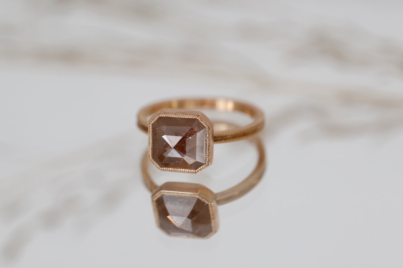 Pièce Unique N°10/2022, Solitaire double milgrain Diamant orange RPC