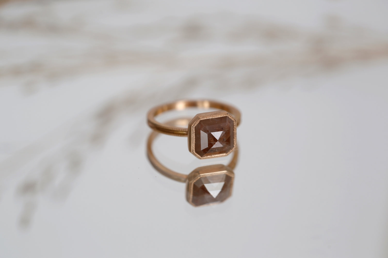 Pièce Unique N°10/2022, Solitaire double milgrain Diamant orange RPC