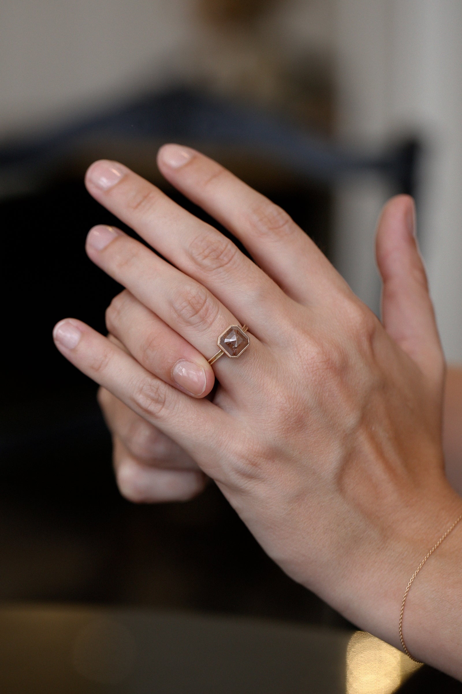 Pièce Unique N°10/2022, Solitaire double milgrain Diamant orange RPC