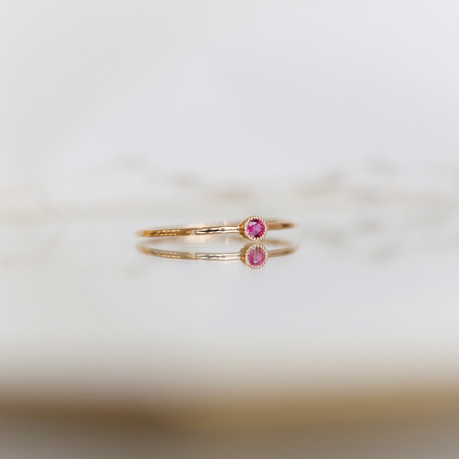 Solitaire Mini Love Ring S Rubis framboise