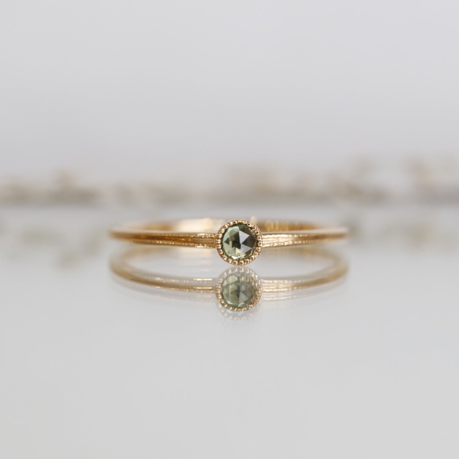 Solitaire Double Milgrain S Saphir vert
