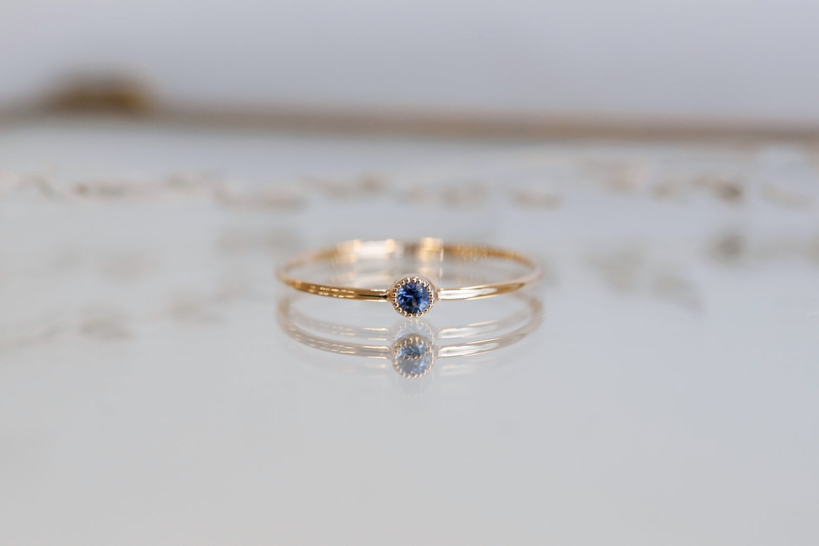 Solitaire Mini Love Ring S Saphir bleu