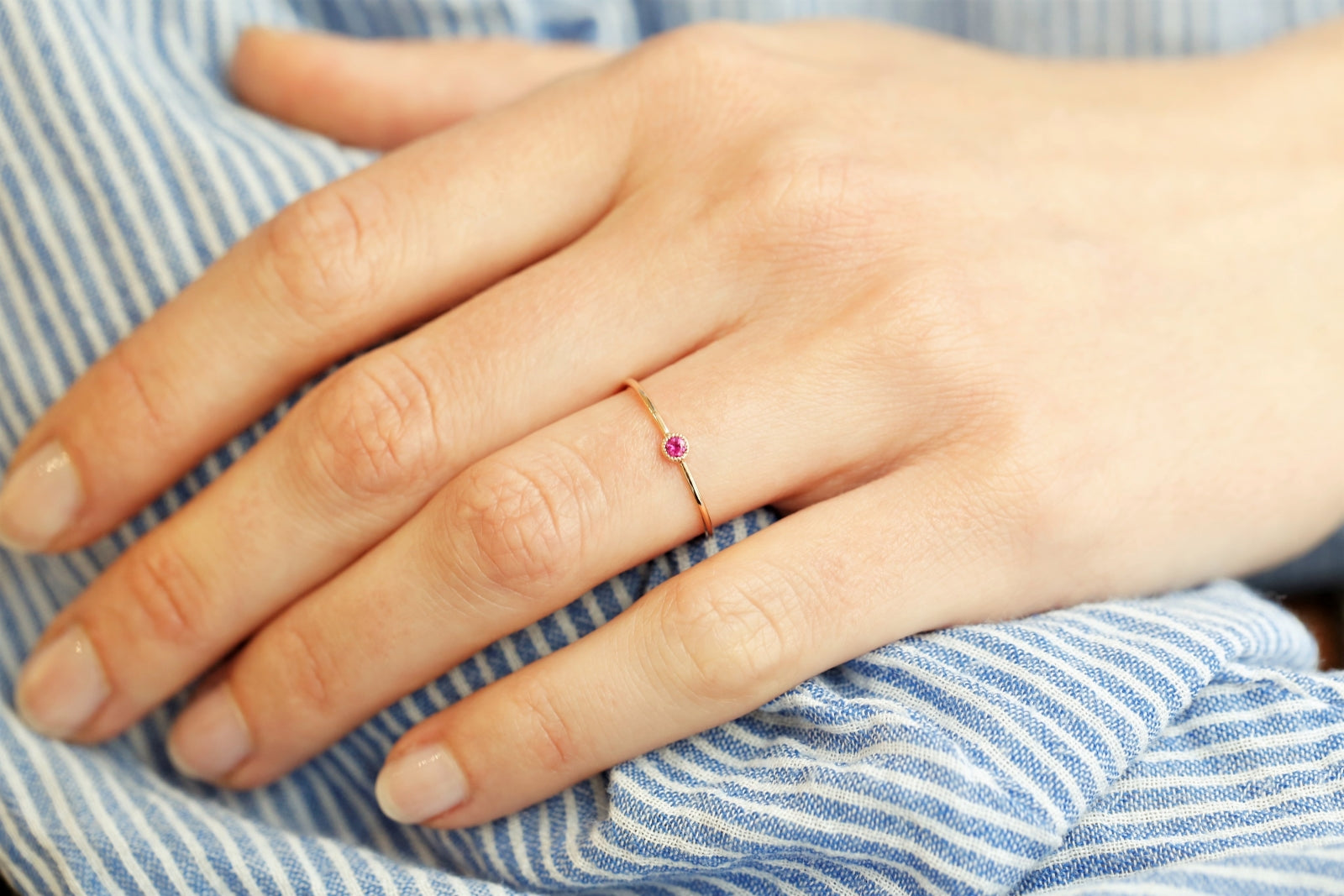 Solitaire Mini Love Ring S Rubis framboise