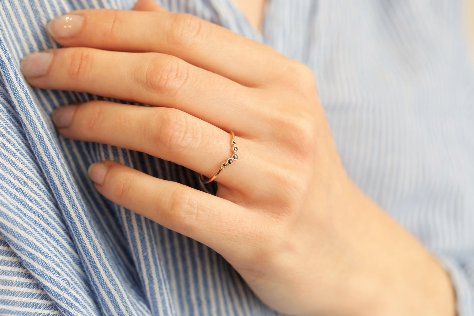 Bague Petit Amour Céleste Curve XL Diamants noirs