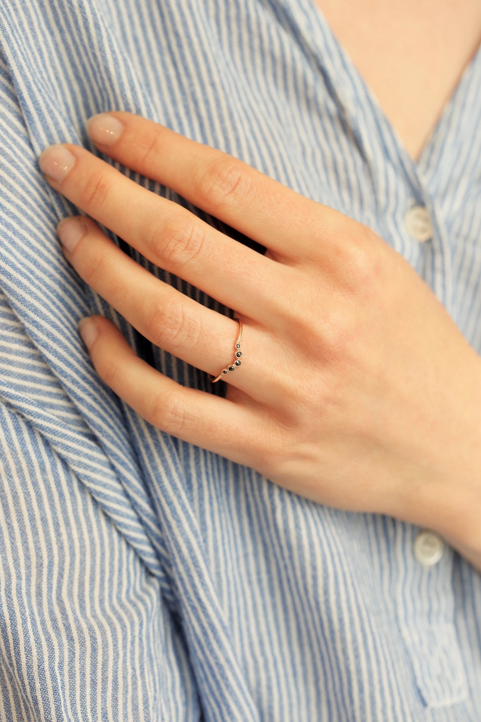 Bague Petit Amour Céleste Curve XL Diamants noirs