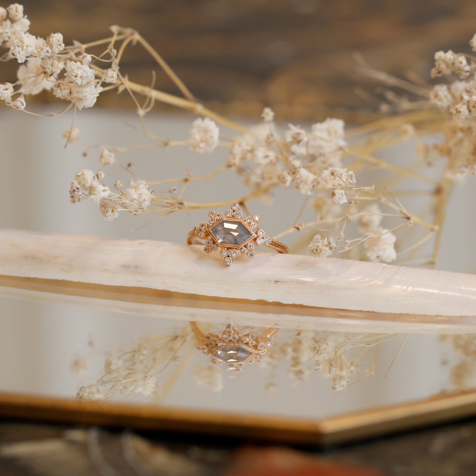 Bague Flocon Icy hexagonale, Pièce Unique