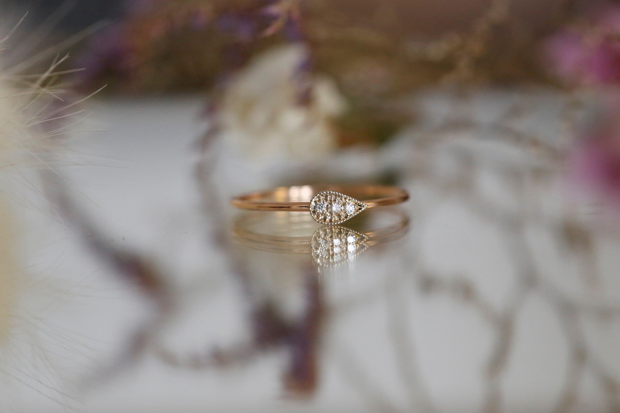 Bague Allegria Goutte Myrtille Beck,bague fine or et diamants