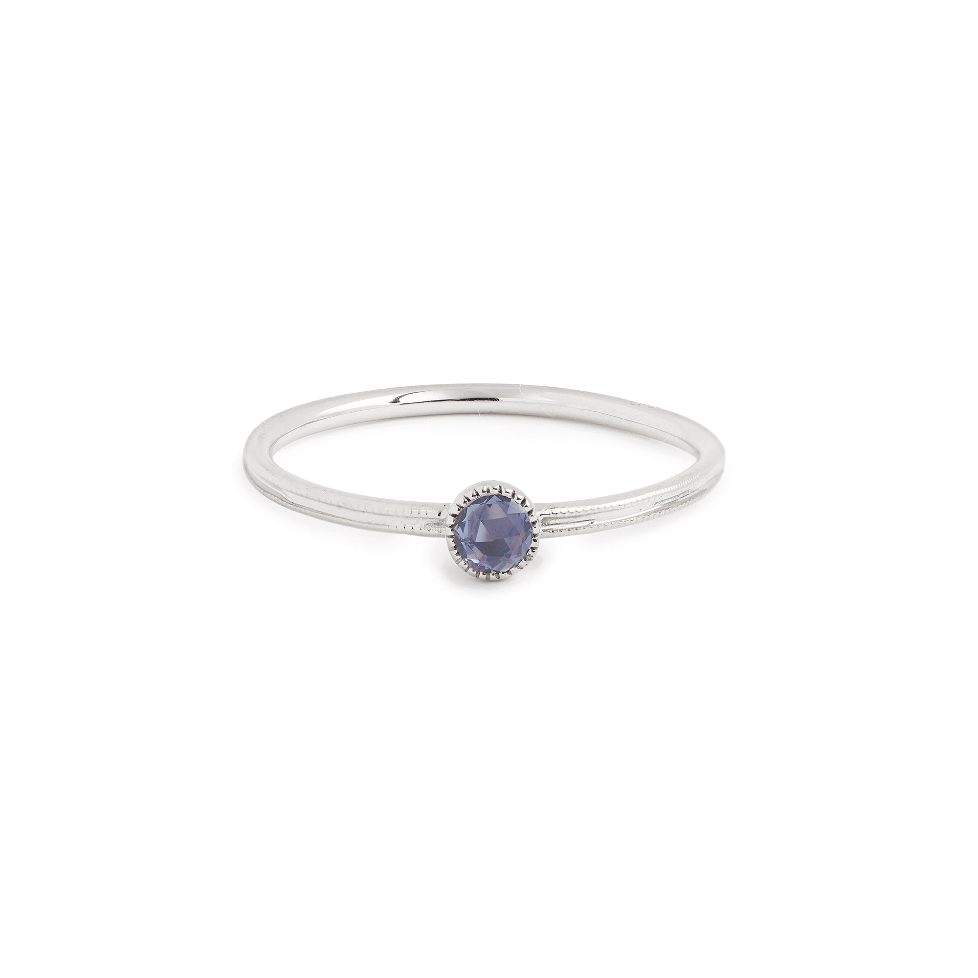 Solitaire Double Milgrain S Saphir bleu