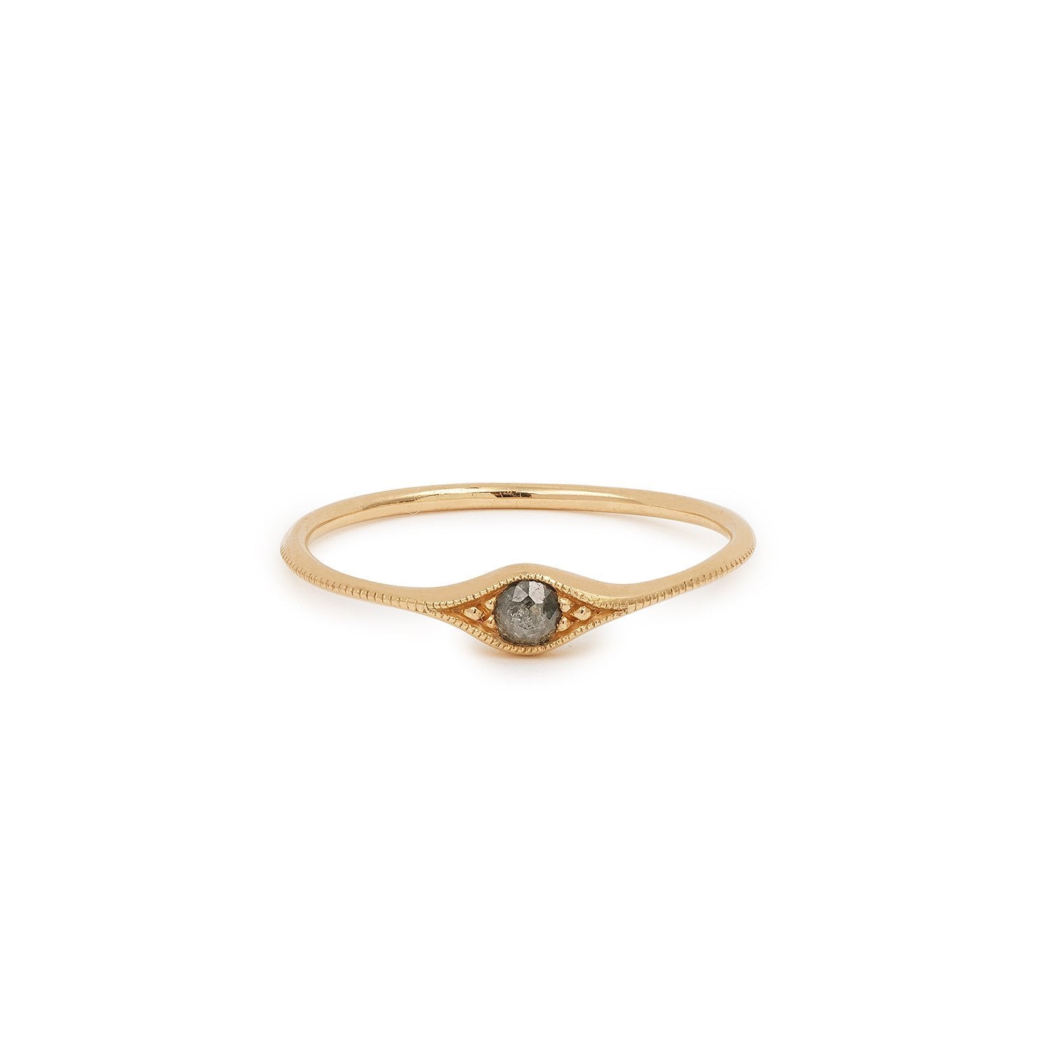 Bague - Mini Chevalière Eyes L diamant nas grey, Myrtille Beck, mini chevalière diamant de créateur