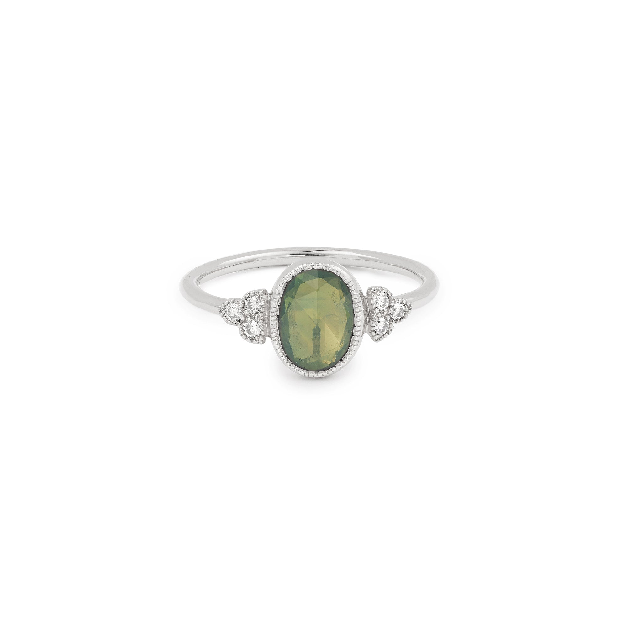 Bague Flora ovale verticale Saphir vert