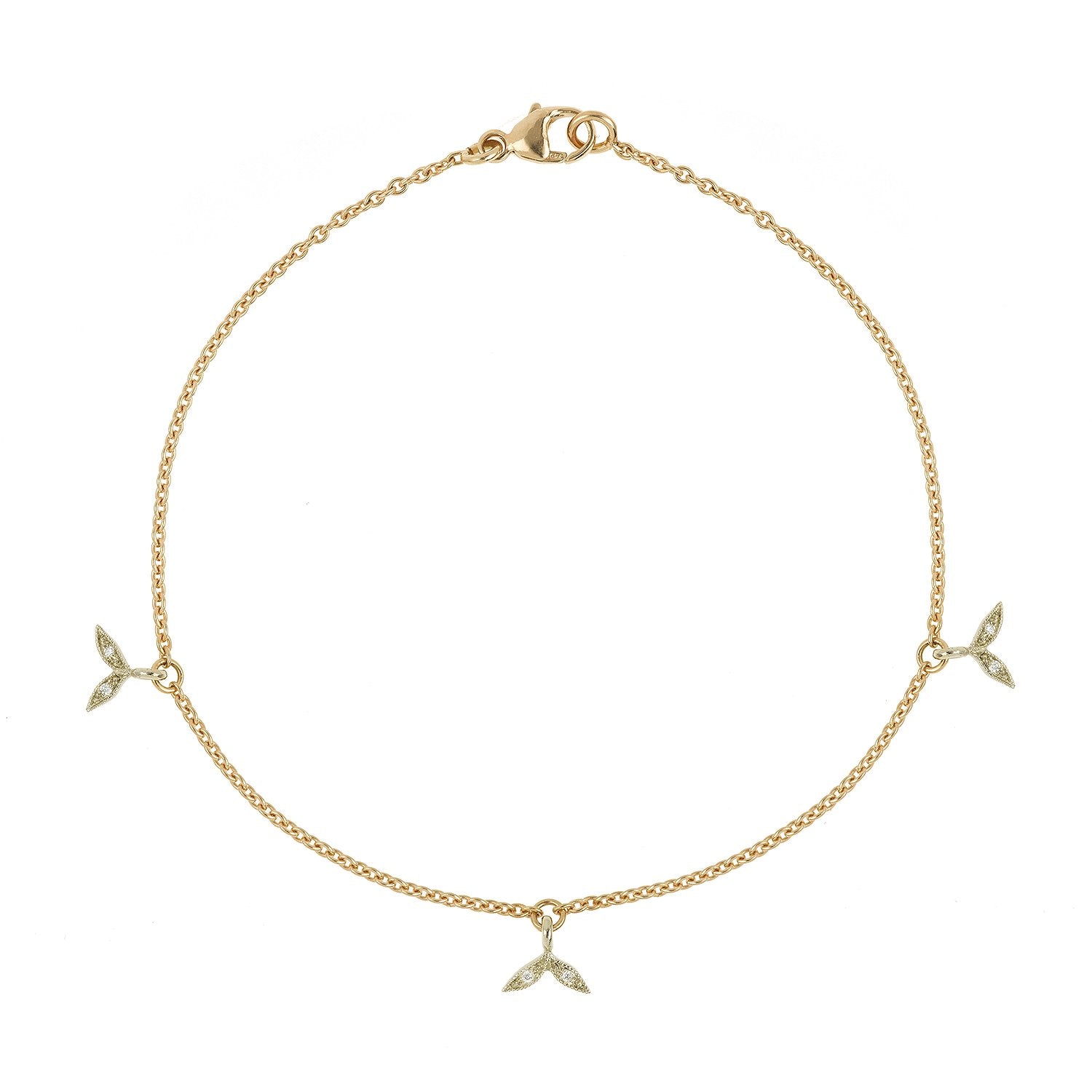 Bracelet 3 Feuillages, Myrtille Beck, bracelet en or et diamants, vintage, bracelet de créateur