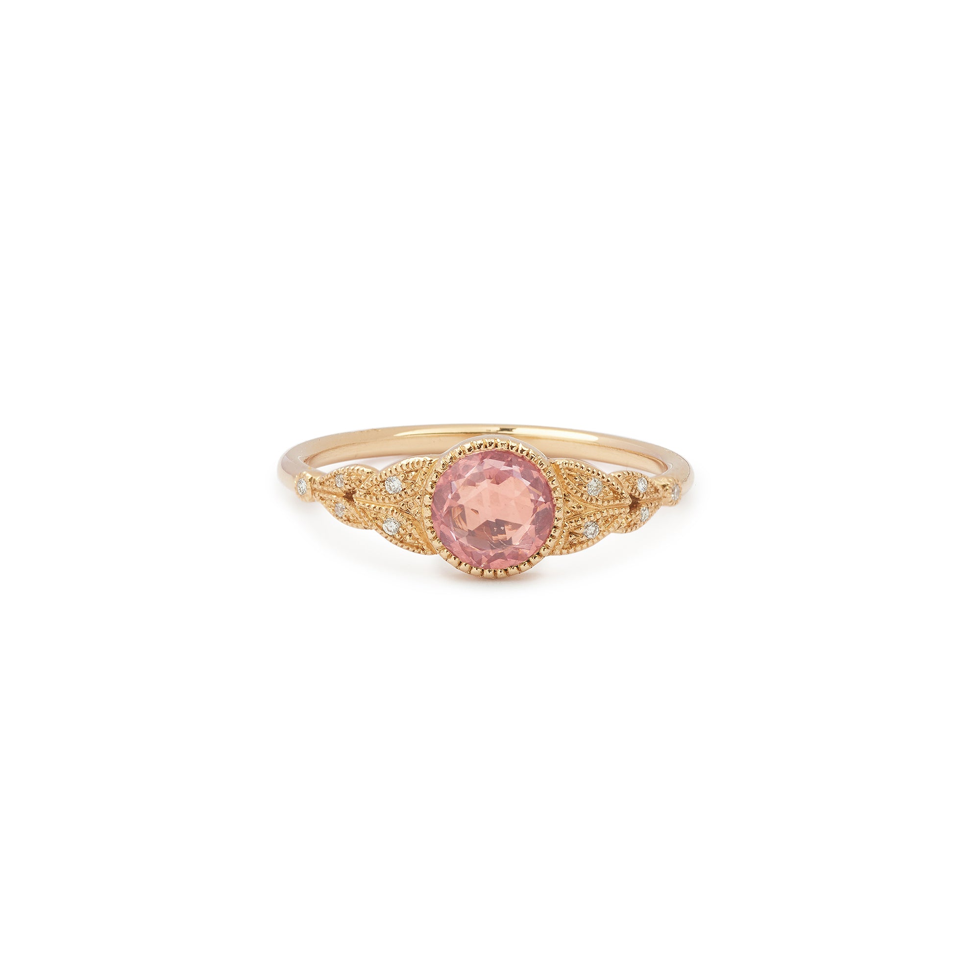 Bague Feuillage XL Saphir rose