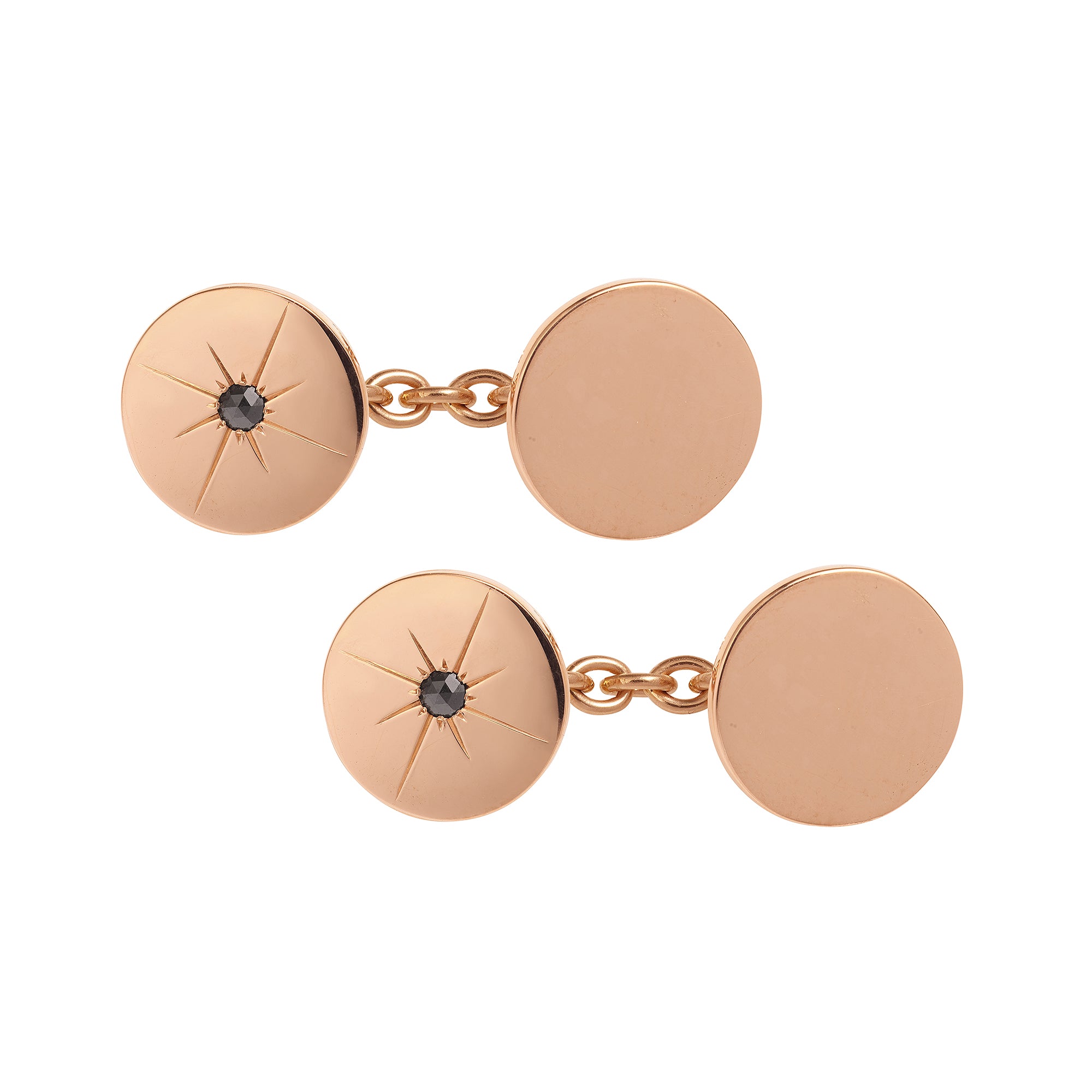 Bouton de manchette rond Etoile diamant noir