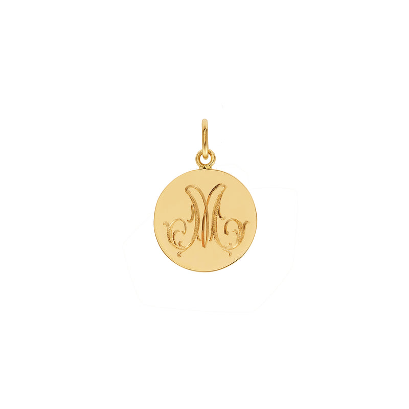 Médaille en or personnalisable. Myrtille Beck- Médaille gravée à la main. Médaille gravée initiale