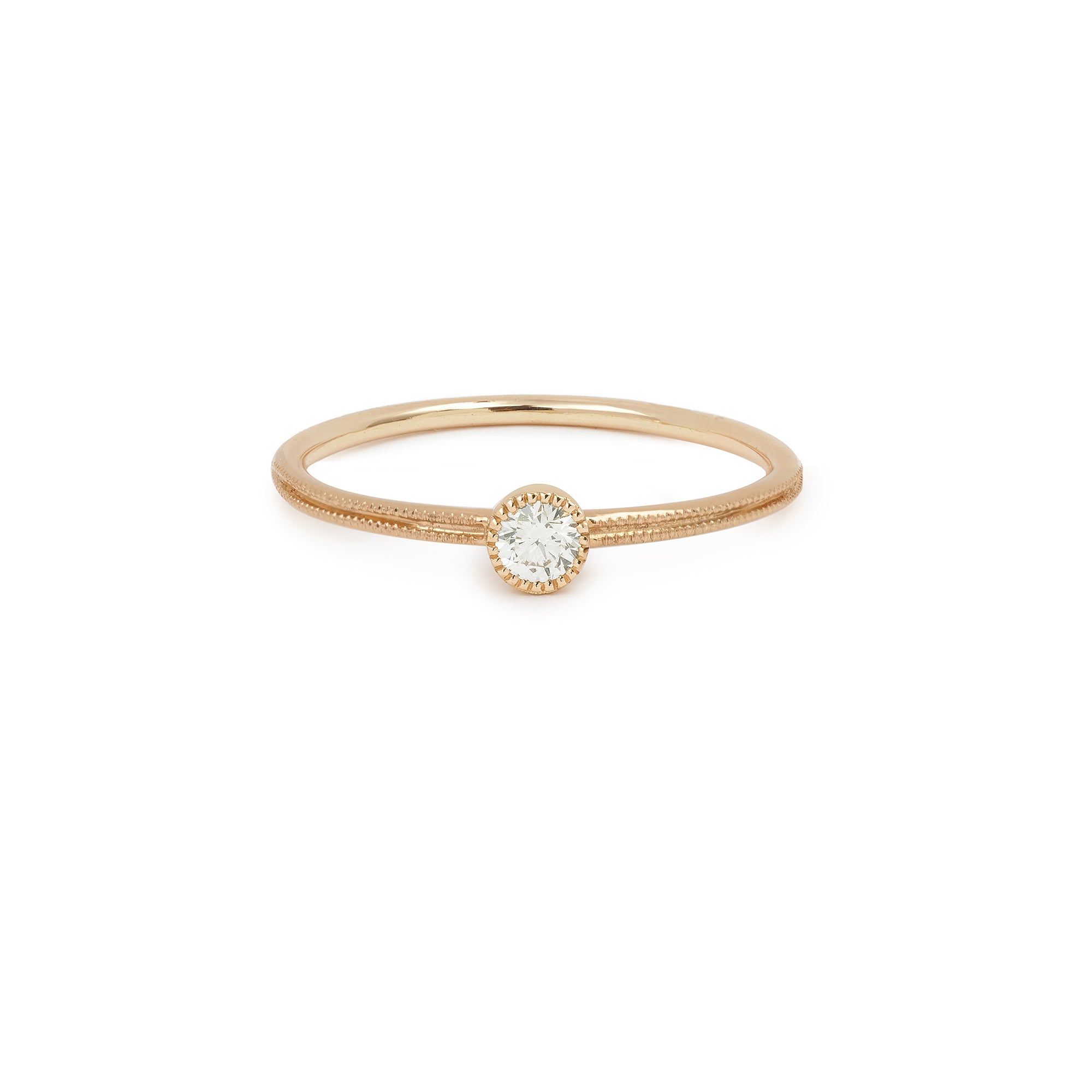 Solitaire Double Milgrain S Diamant brillant