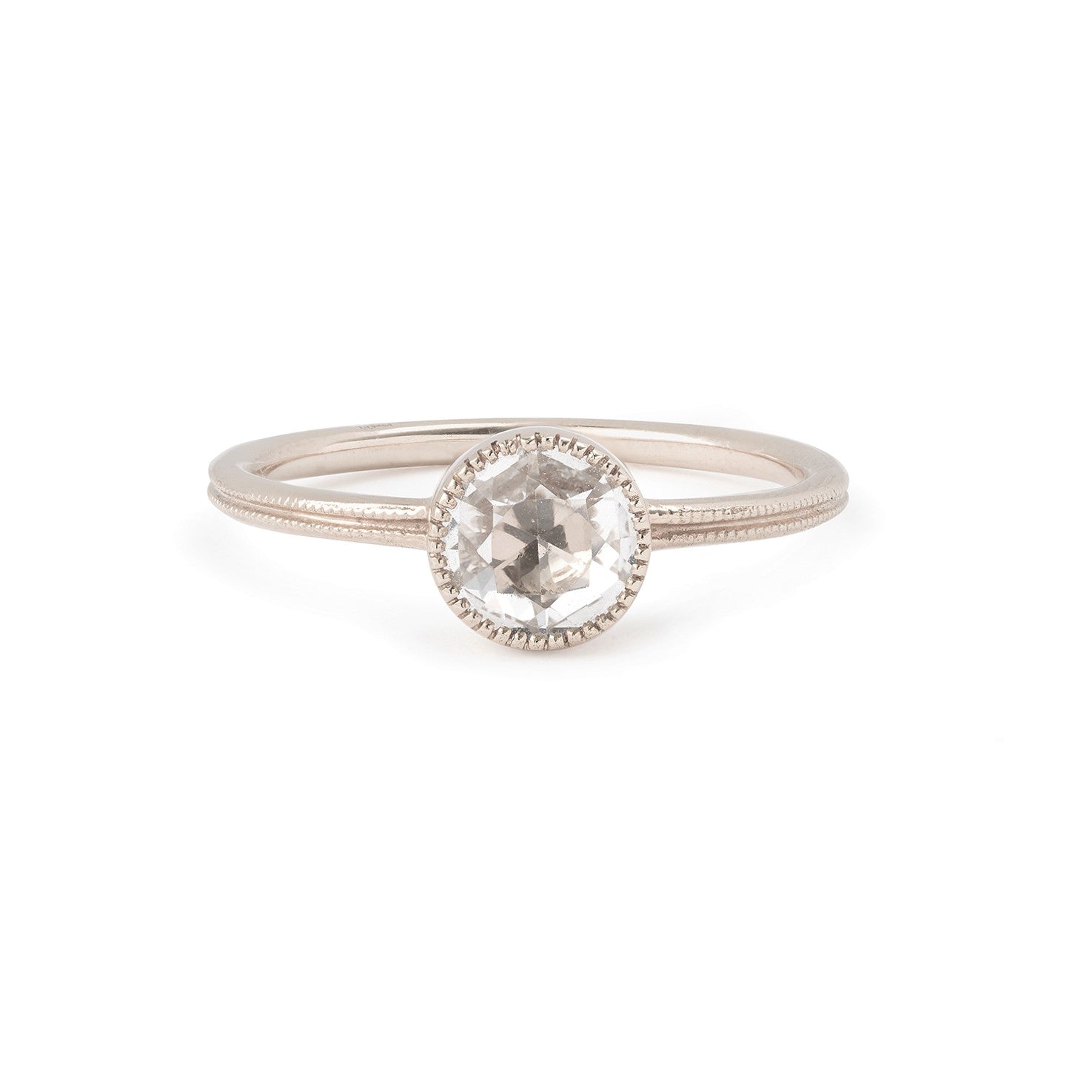 Solitaire Double Milgrain XL Saphir blanc