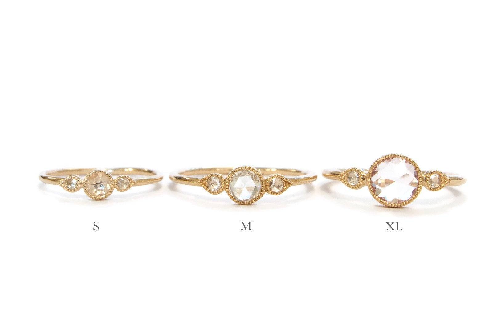Bague - Bague Amour Céleste XL Saphir Rose& Diamants Myrtille Beck, Bague de fiançailles de créateur, bague de fiançailles saphir diamants
