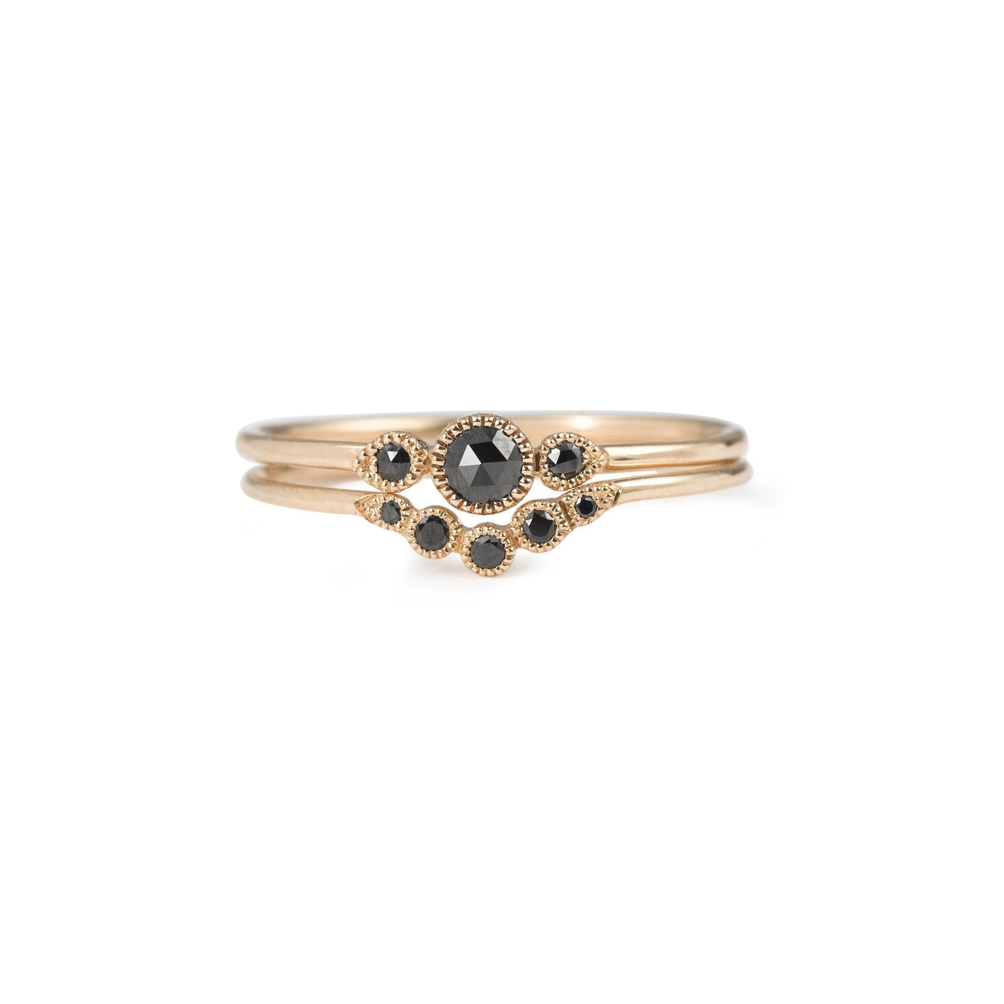 Bague - Bague Petit Amour Céleste Curve Diamants Noirs, bague de créateur, alliance made in France, Alliance Myrtille Beck Paris