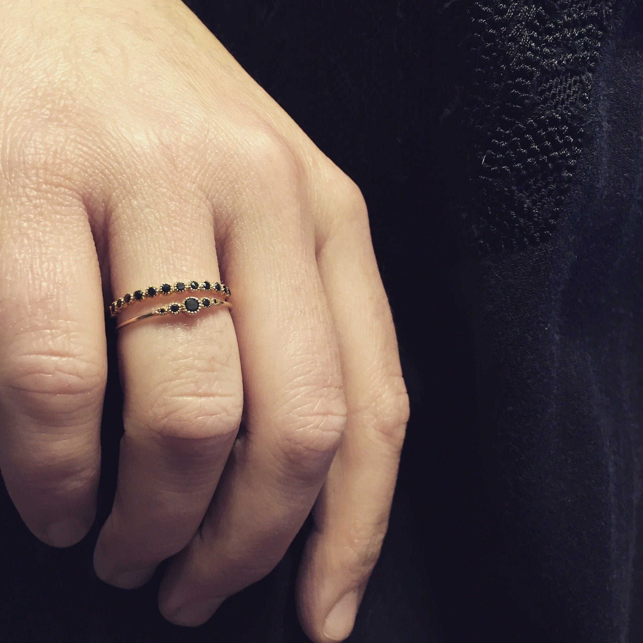 Bague - Bague Petit Amour Diamants Noirs, bague de créateur fine, bague Myrtille Beck Paris