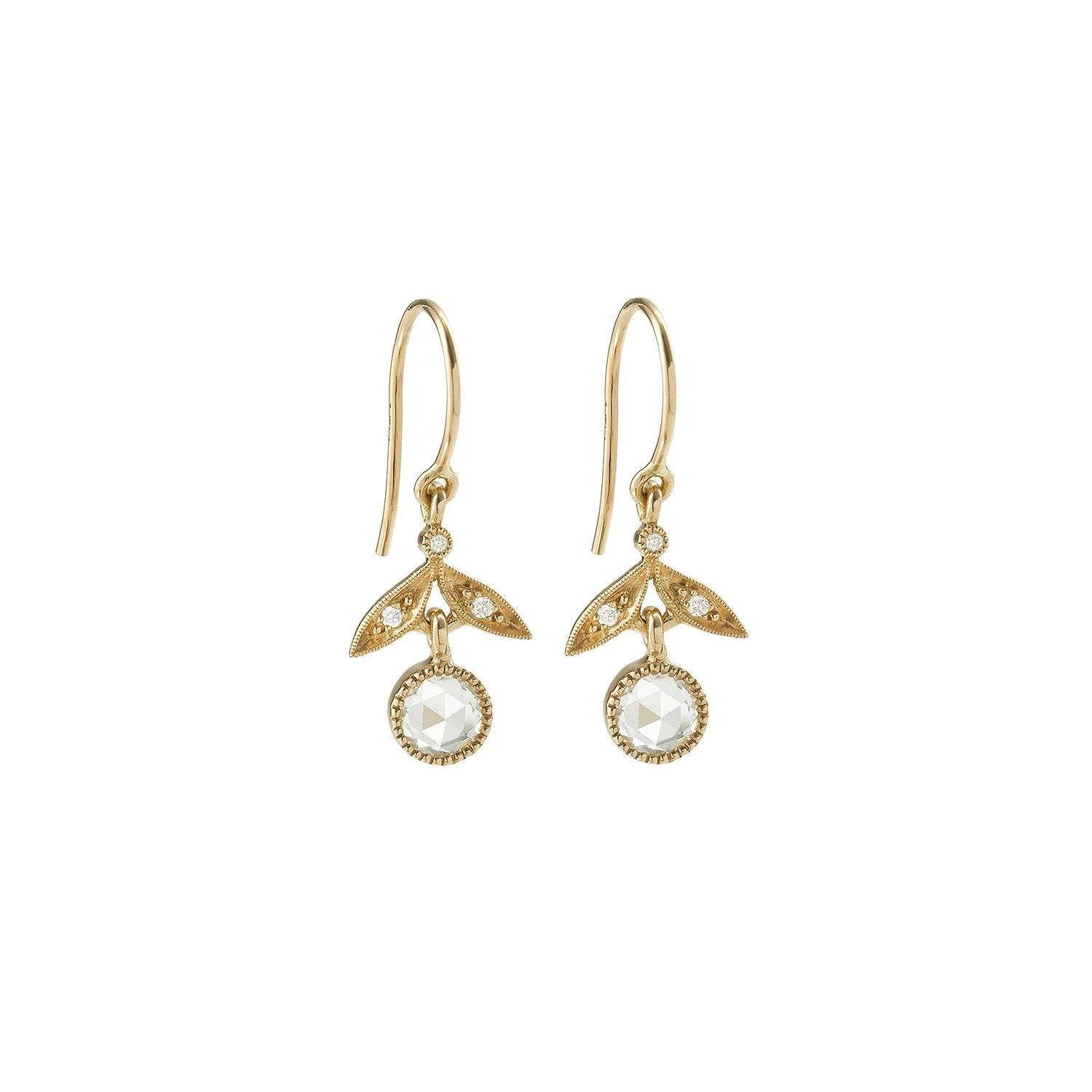 Boucles D Oreilles - Dormeuses Feuillage L, boucles d'oreilles de créateur, bijoux de créateur or et diamants, boucles d'oreilles mariage