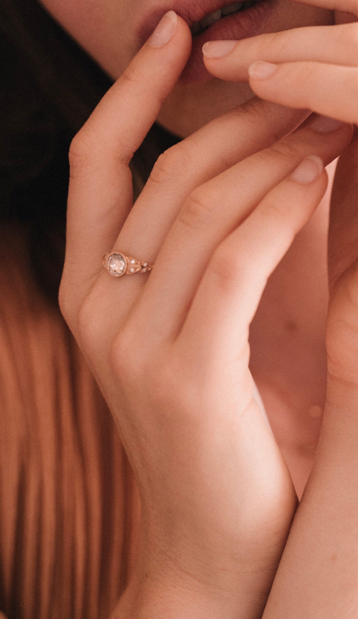 Bague Feuillage XL Saphir rose