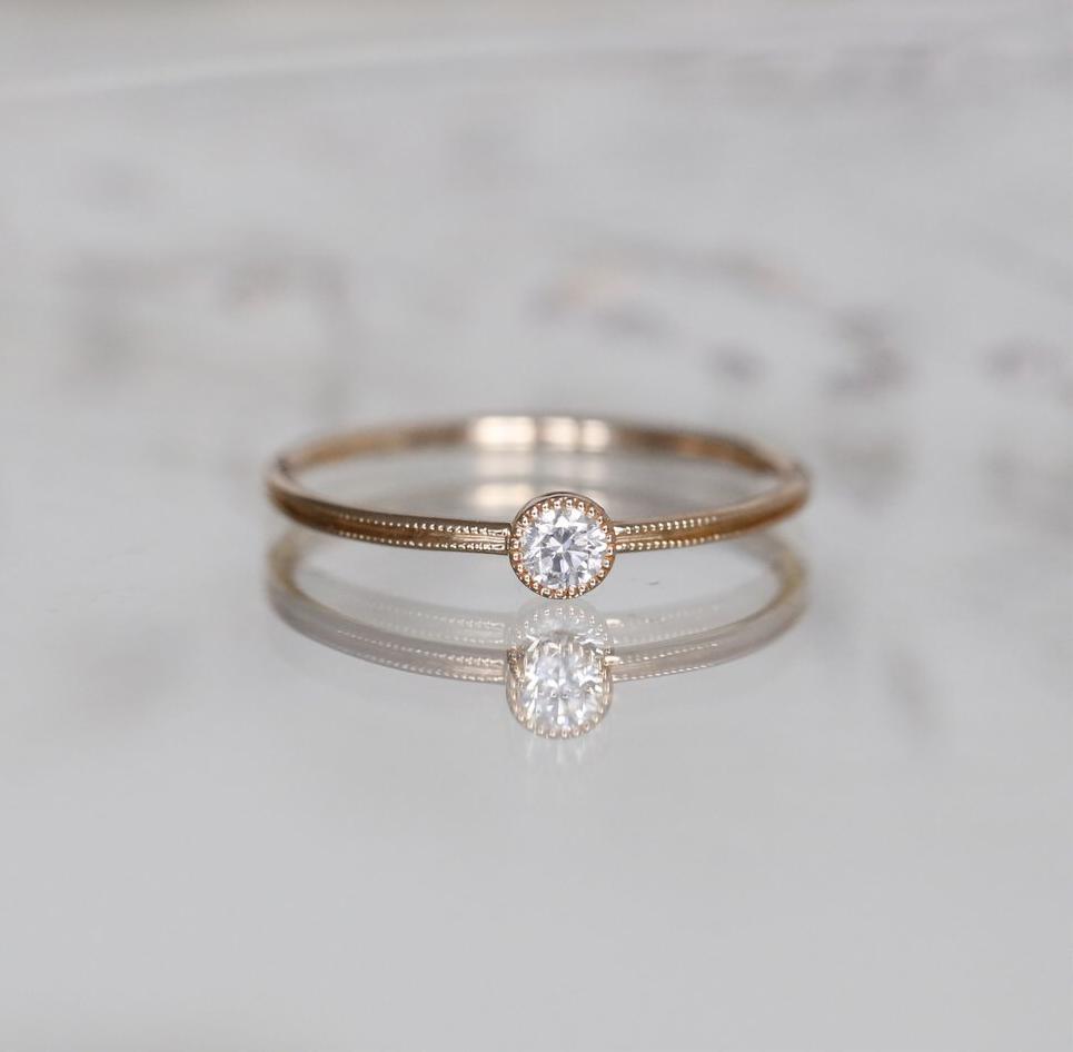 Solitaire Double Milgrain M Diamant brillant