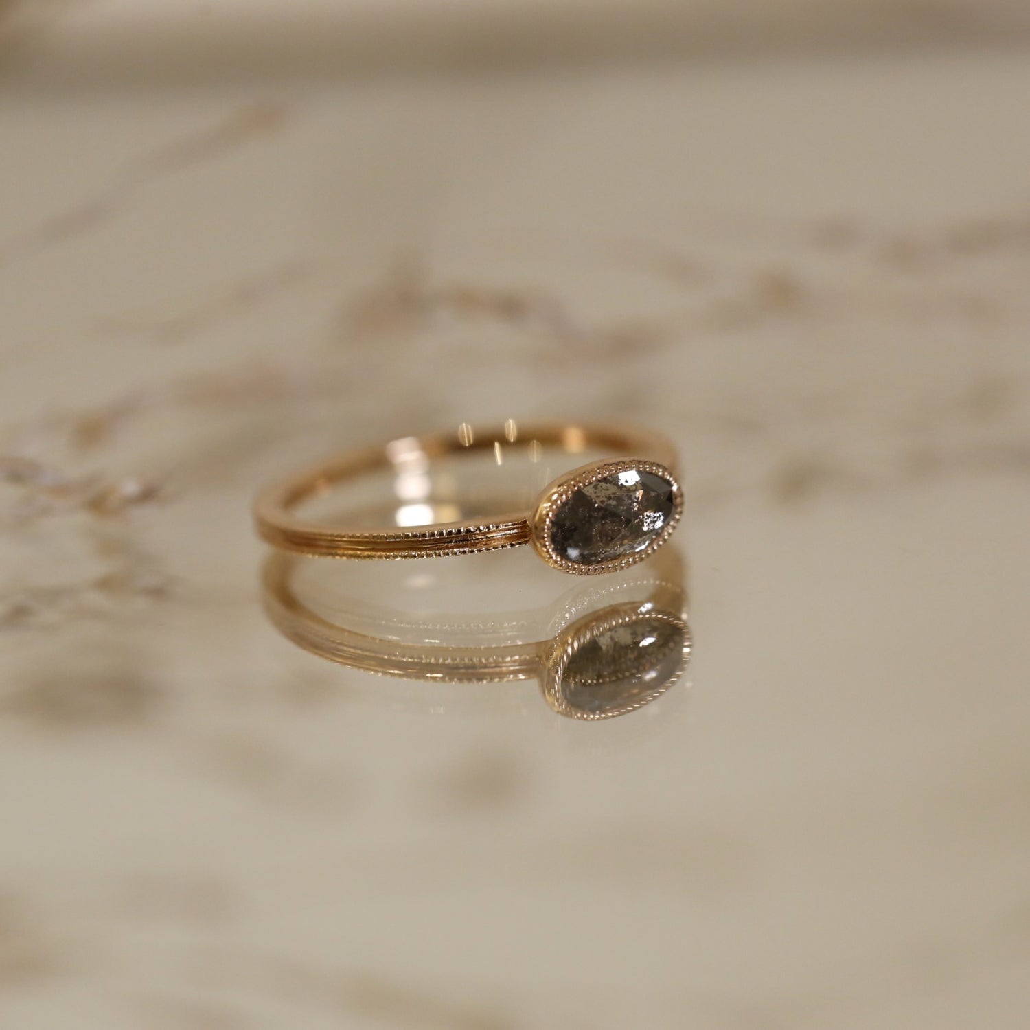Pièce Unique Love Ring Diamant Salt & Pepper horizontale