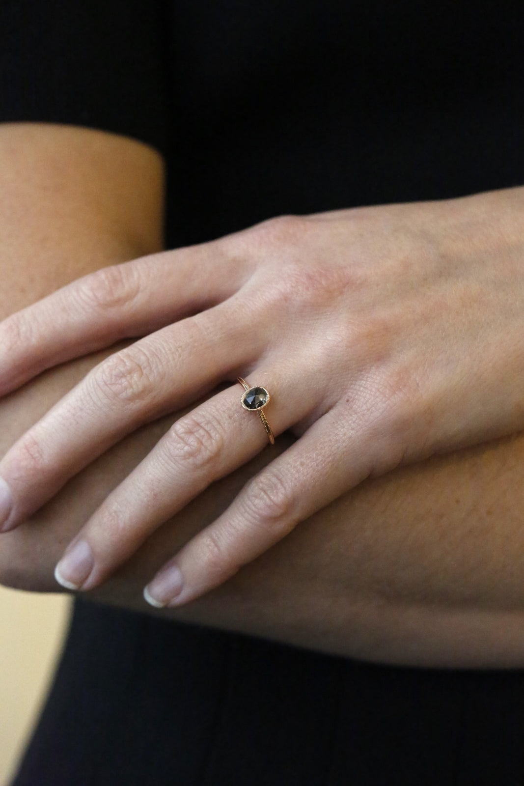 Pièce Unique Love Ring Diamant Salt & Pepper verticale