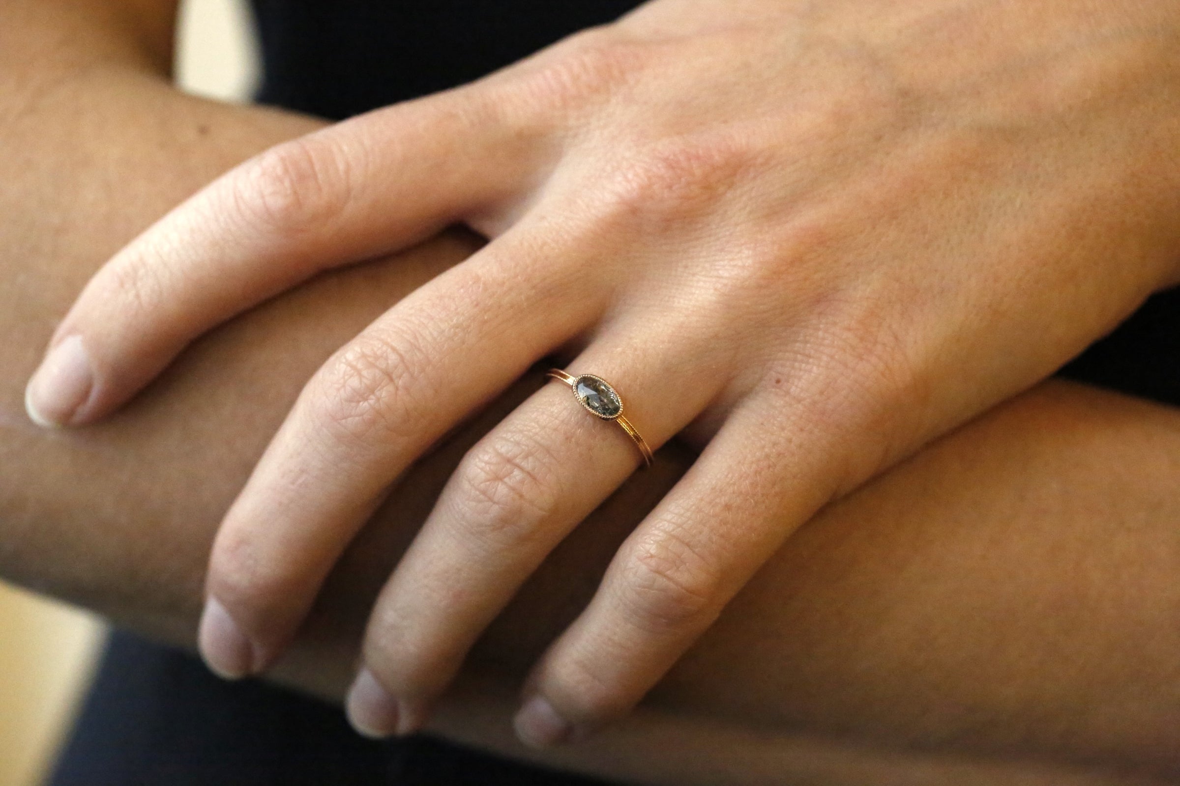 Pièce Unique Love Ring Diamant Salt & Pepper horizontale