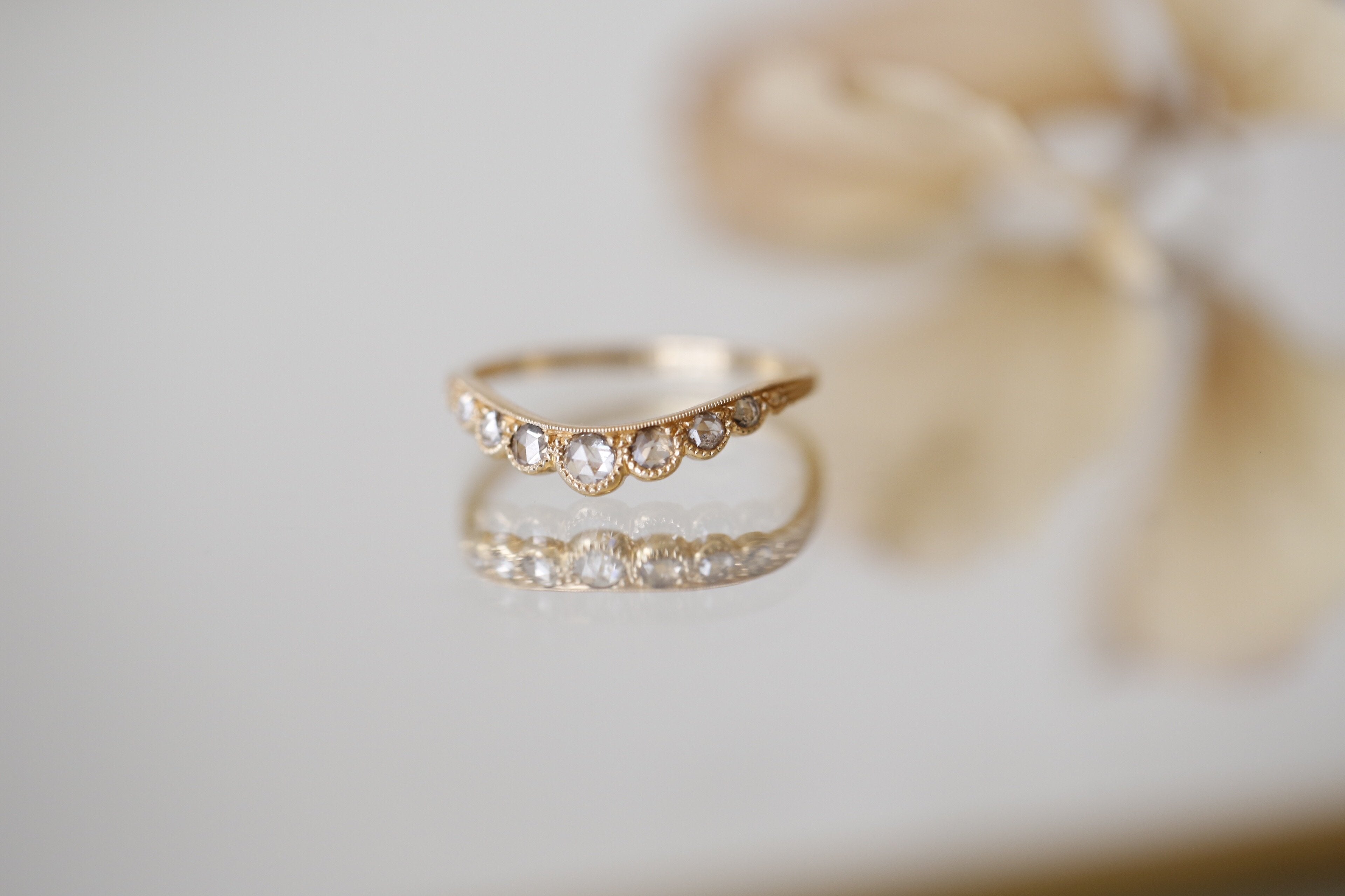 Bague Grand diadème or rose et diamants blancs - Myrtille Beck Paris