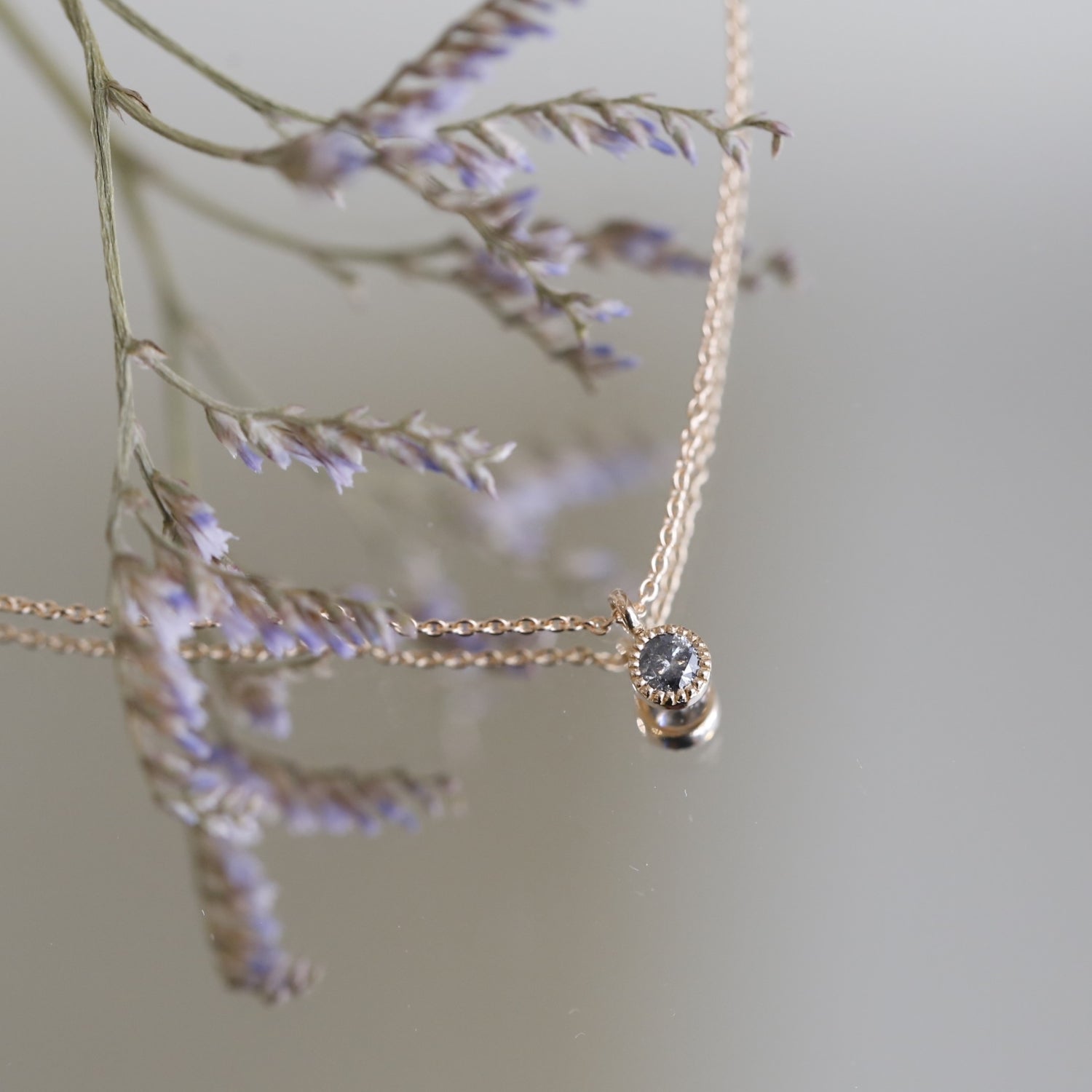 Love M Necklace diamond Salt & Pepper