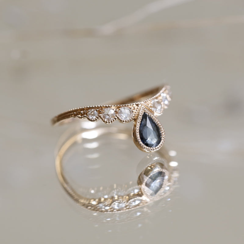 Pearl Sapphire mermaid tiara ring